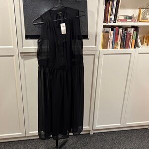 Banana Republic Black Sheer Midi Dress